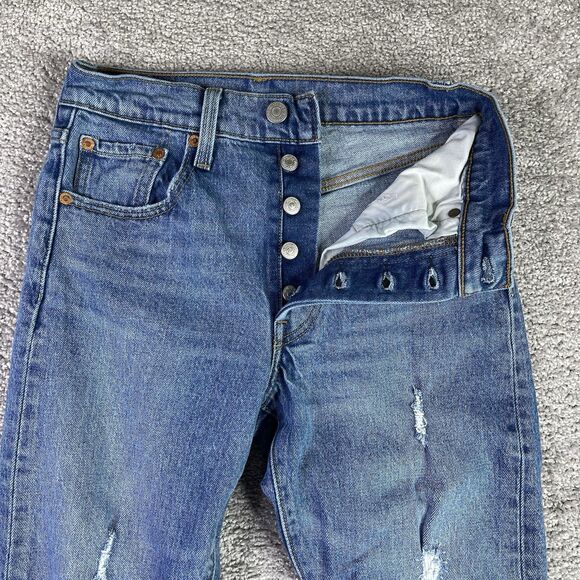 Levi’s 501 Jeans Women’s 24X26 Blue Skinny Mid-Rise Medium Wash Button Fly - Picture 2 of 14